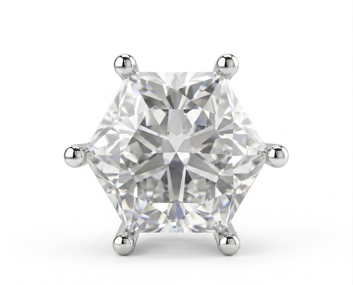 Hexagon Solitaire Men's Ear Stud