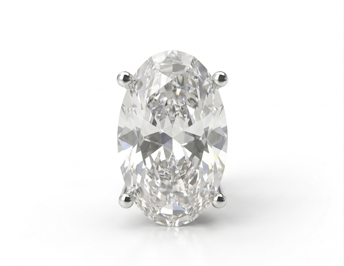 Oval Solitaire Men's Ear Stud